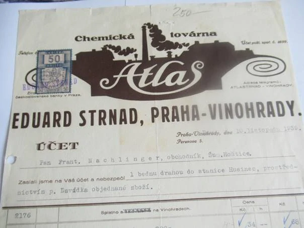 Praha-Vinohrady - Eduard Strnad - Atlas - Chemická továrna - 1939
