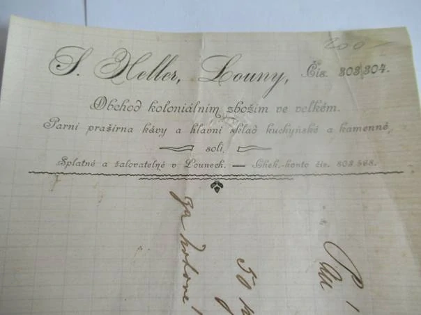 Louny - S. Heller - Obchod koloniálním zbožím ve velkém, parní pražírna kávy a hlavní sklad kuchynské a kamenné soli - 1905