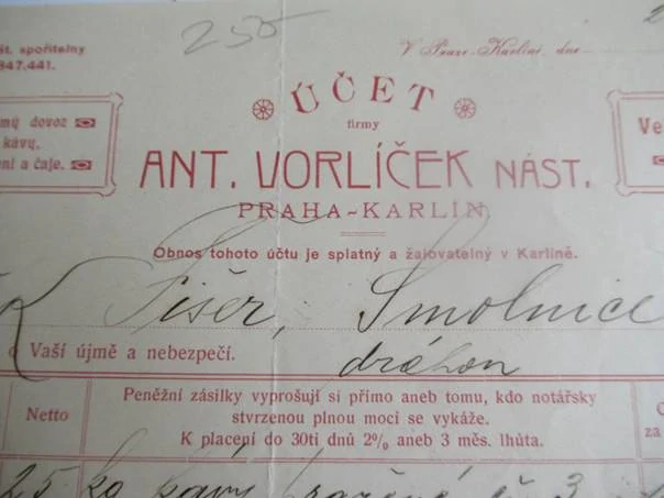 Praha-Karlín - Ant. Vorlíček - Velkopražírna kávy - 1905