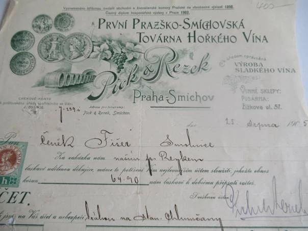 Praha-Smíchov - Pick &Rezek - První Pražsko-Smíchovská továrna hořkého vína - Výroba sladkého vína - 1905