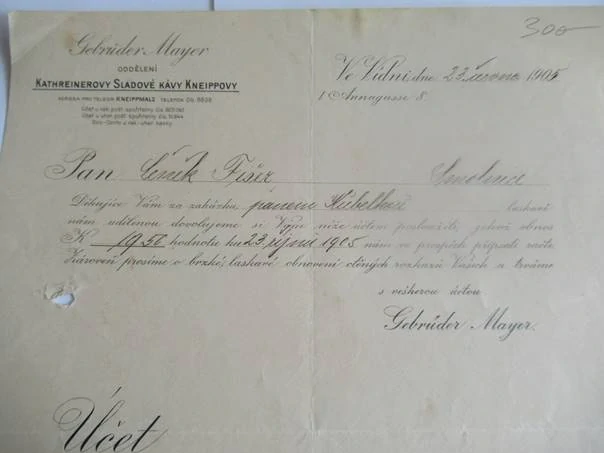Vídeň - Gebrüder Mayer - Oddělení Kathreinerovy Sladové kávy Kneippovy - 1905