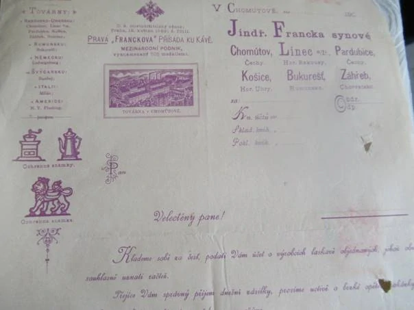 Chomutov - Jindř. Francka synové - Továrny - Pravá Franckova přísada ku kávě - 1905