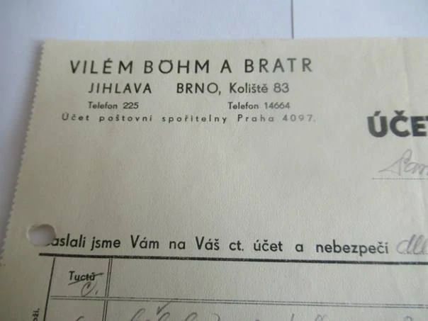 Jihlava - Vilém Böhm a bratr - Firma - 1940