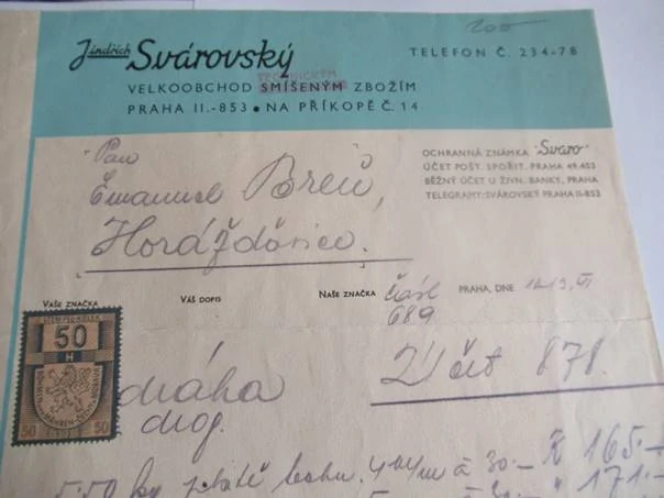 Praha - Jindřich Svárovský - Velkoobchod smíšeným zbožím - 1941