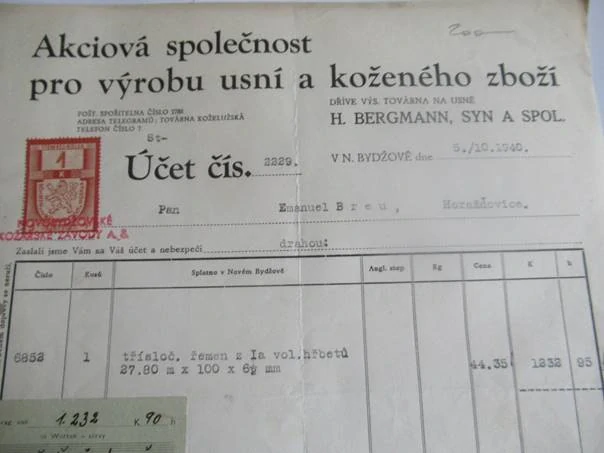 Nový Bydžov - H. Bergmann, syn a spol - Společnost pro výrobu usní a koženého zboží - 1940