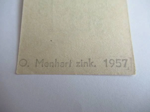 Originální kaligrafické exlibris 7,5 x 5 cm – František Fiala (1957) – Oldřich Menhart