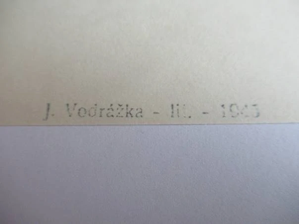 Originální válečné exlibris 13,5 x 8 cm – Červený strom (1943) – Jaroslav Vodrážka