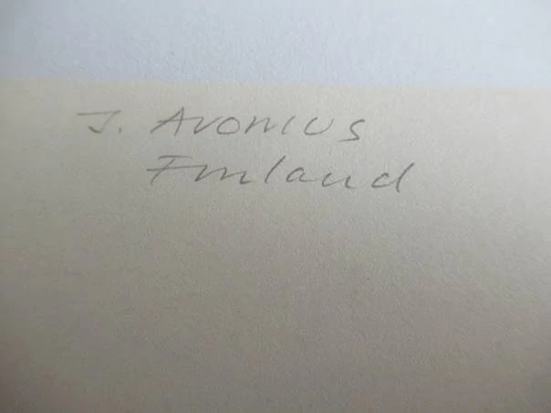 Originální barevný exlibris 8,5 x 6,5 cm – Juha Ahokanto – Juhani Avonius