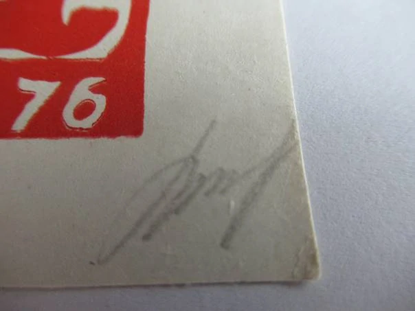 Originální dvoubarevný exlibris 12,5 x 11 cm – Zbigniew Szymański / Ženský akt – Vlastní tisk autora