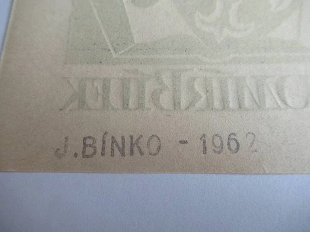 Originální exlibris 14 x 9,5 cm – Jaromír Bílek (1962) – Jiří Binko