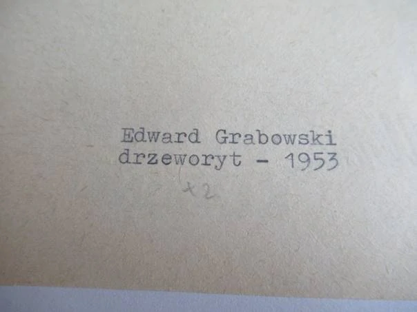 Originální exlibris 11 x 10 cm – Důl a dělníci (1953) – Albin Kamionka – Edward Grabowski