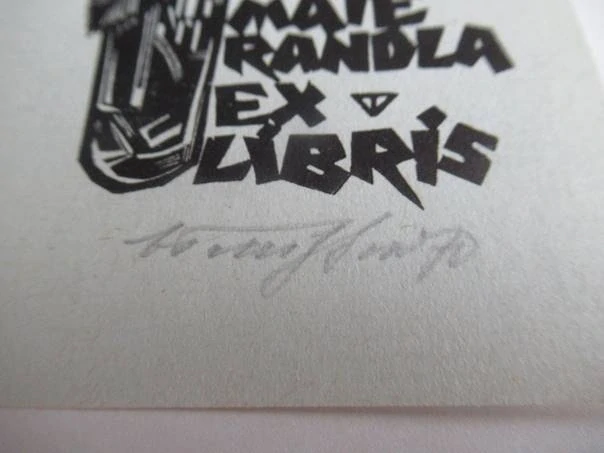Signované exlibris Väino Tõnisson, 15 × 10,5 cm – Motiv růže pro Maie Randla (Estonsko)