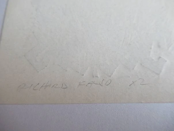 Černobílé exlibris Richard Kaljo, 10 × 7 cm – Motiv postavy se svitkem a knihou pro H. Joonuks (Estonsko)