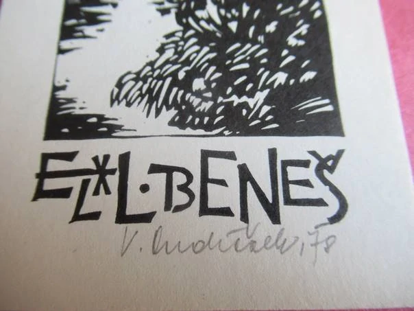 Signované exlibris L. Beneš, 16 × 6,5 cm – Vít Ondráček (1978)