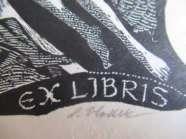 Signované exlibris Karol Izakovič, 13,5 × 11 cm – Ladislav Vlodek
