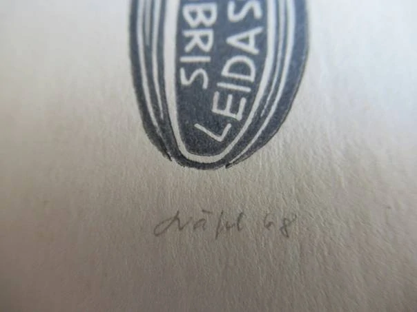Signované exlibris Leida Soom, 14,5 × 5 cm – Silvi Väljal (Estonsko)