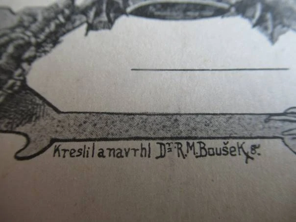 Vlastní herpetologické exlibris Dr. M. Boušek, 15 × 10 cm – Rafael Maria Boušek (Tábor)