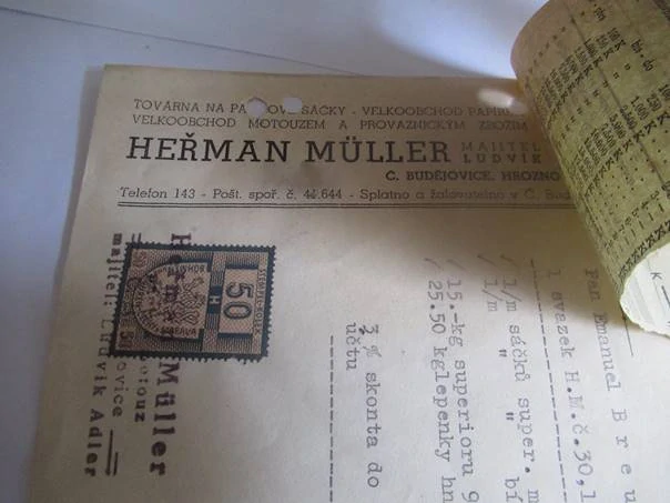 České Budějovice - Heřman Müller - Továrna na plastové sáčky - velkoobchod papírem - velkoobchod motouzem a provaznickým zbožím - 1941