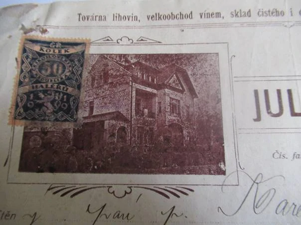 Mělník - Julius Stein - Továrna lihovin, velkoobchod vínem, sklad čistého i denaturovaného líhu a vývoz okurek, zelí atd. - 1921
