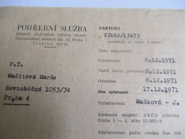Praha - Pohřební služba - 1971