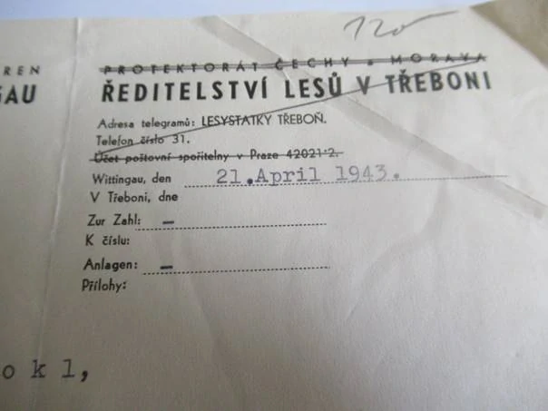 Třeboň - Ředitelství lesů - 1943