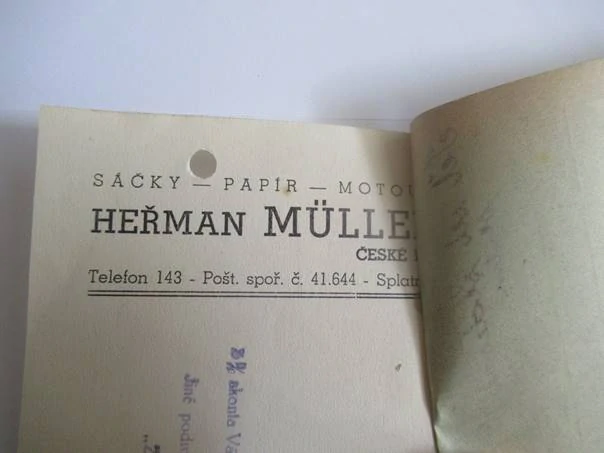 České Budějovice - Heřman Müller - Sáčky, papír - 1940