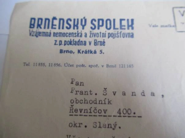 Brno - Brněnský spolek - Vzájemná nemocenská a životní pojišťovna - 1946