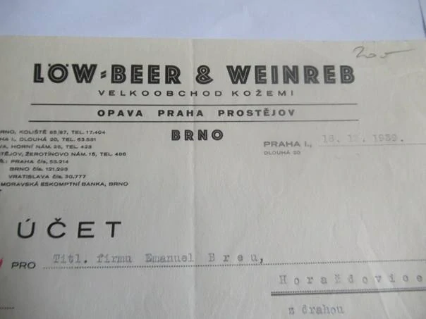 Praha - Low Beer & Weinreb - Velkoobchod kožemi - 1939