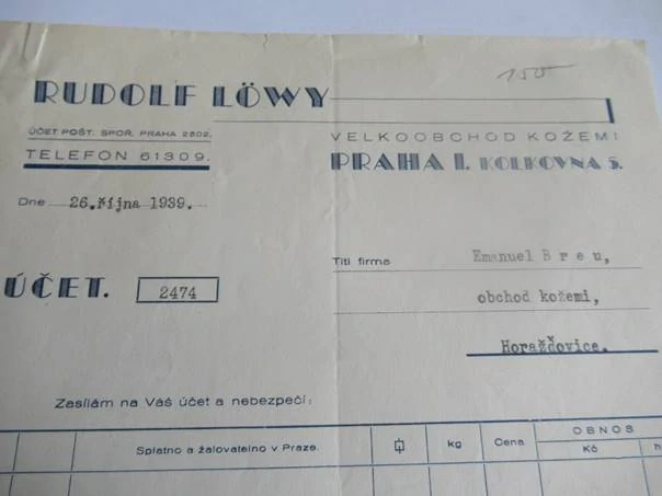 Praha I. - Rudolf Löwy - Velkoobchod kožemi - 1939