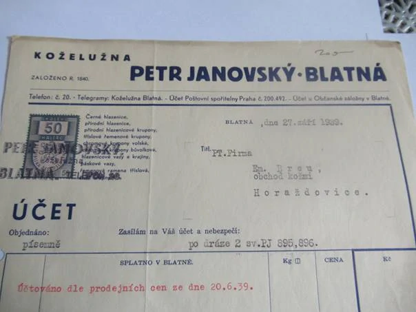 Blatná - Petr Janovský - Koželužna - 1939