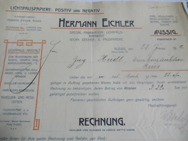 Aussig - Ústí nad Labem - Hermann Eichler - Special-Fabrikation - Speciální výroba, plány, technické výkresy a pauzovací papír