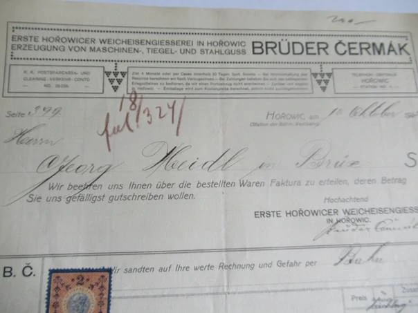 Hořovice - Brüder Čermák - Slévárna měkké litiny, výroba strojů, kelímků a ocelových odlitků - 1912