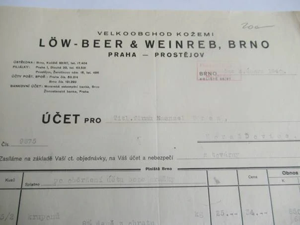 Brno - Löw-Beer & Weinreb - Velkoobchod kožemi - 1940