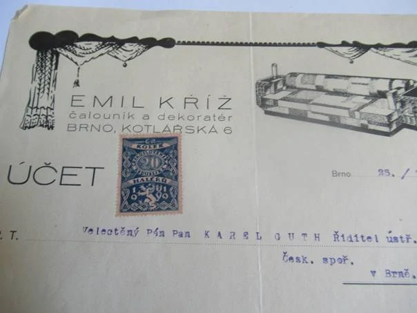 Brno - Emil Kříž - Čalouník a dekoratér - 1933