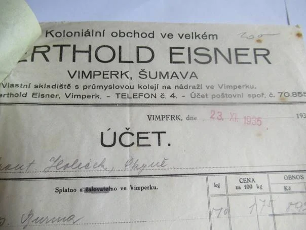 Vimperk, Šumava - Berthold Eisner - Vlastní skladiště s průmyslovou kolejí na nádraží ve Vimperku - 1935