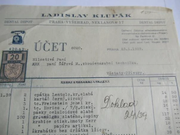 Praha - Ladislav Klupák - Zubní sklad - 1939