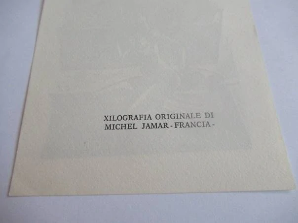 Erotické exlibris Giuseppe Cauti – Akt a veduta | Michel Jamar (Francie), originální dřevoryt, 12,5x10,5 cm