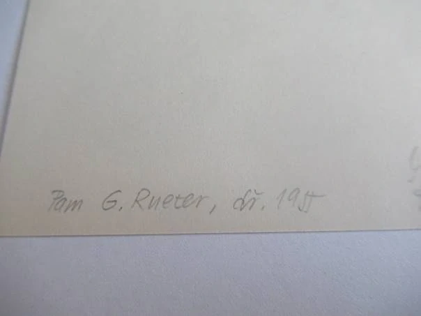 Exlibris Lou Asperslagh – Žena s maskou | Pam G. Rueter, originální dřevoryt 1955, 9,5x7,5 cm