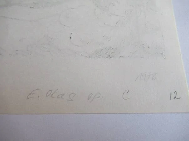 Originální Hlubotisk Exlibris Evald Okas 1976 – Theo Elbers (14 x 9,5 cm)