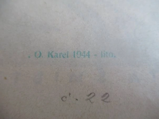 Originální Litografie Exlibris Marta Šmidtová – Oldřich Karel 1944 (11 x 10,5 cm)