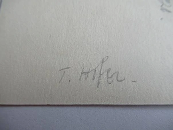 Exlibris Ans van der Kuylen-Buseman – Prof. Toni Hofer – X2 dřevoryt, 6 × 5,5 cm