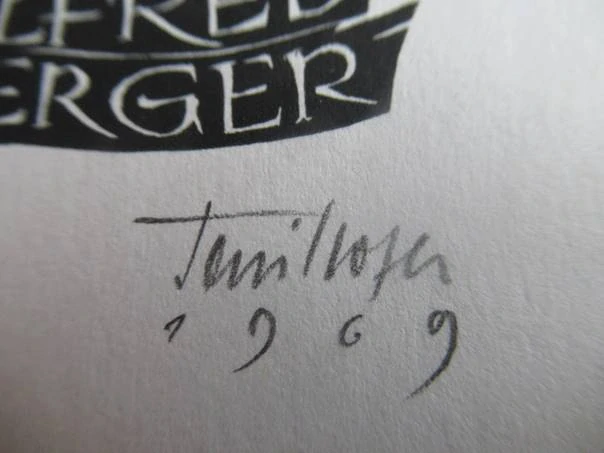 Exlibris Alfred Berger, 1969, Prof. Toni Hofer – X2 dřevoryt, 15 × 9 cm