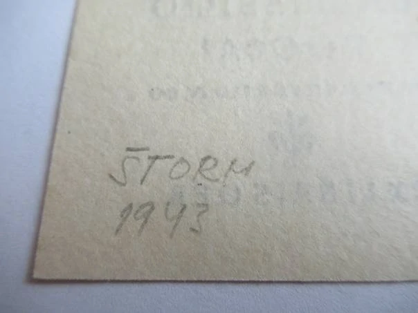 Exlibris O. F. B. (Otto František Babler) – Břetislav Štorm, 1943 – Knihtisk / typografie, 5 × 5 cm