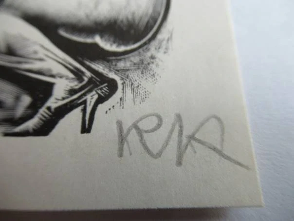 Exlibris Arvid Vilms – Richard Kaljo, 1971 – Autorský signovaný dřevoryt, Ženský akt, 11,5 × 7,5 cm