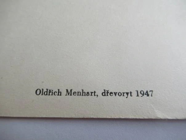 Exlibris Mojmír Helcelet, 1947, Oldřich Menhart – X2 původní dřevoryt, velký formát, 21 × 14,5 cm