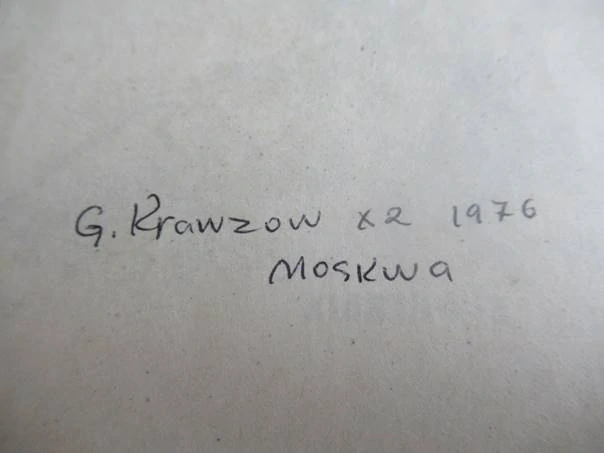 Profesionální originální Exlibris Gershon Kravtsov – Ženský akt na býku (8x9 cm)
