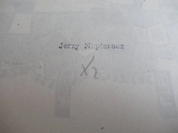 Profesionální originální Exlibris (Dřevoryt X2) Jerzego Napieracza / Pieczara – Motiv Abstraktní figurální kompozice – Jerzy Napieracz (14x9 cm)