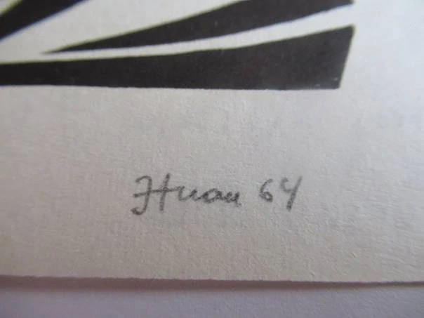 Exlibris – pro Toomase Kitsinga – Jüri Arrak – (1964), originální dřevoryt (autorský tisk), avantgardní motiv se stylizovanou postavou – 10 x 7 cm