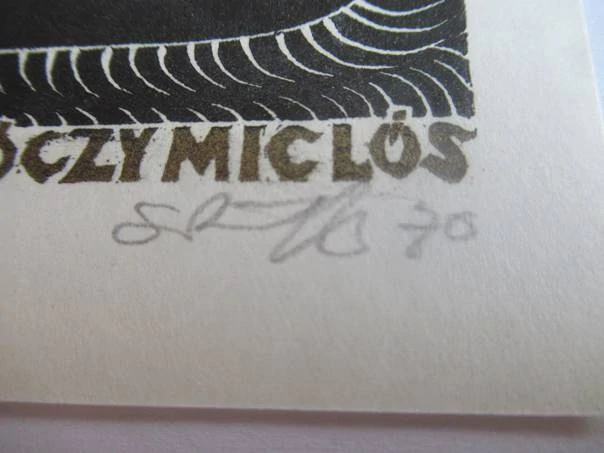 Exlibris – pro Miklóse Lippóczyho – Józef Szuszkiewicz – (1970), X2 (dřevoryt), motiv se svatým Mikulášem na lodi – 8,5 x 7 cm