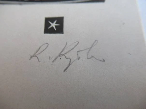 Exlibris – pro Dr. Stanisława Aulicha – Ryszard Krzywka – X2 (dřevoryt), vesmírný motiv s Panem Twardowským na Měsíci – 8,5 x 6 cm